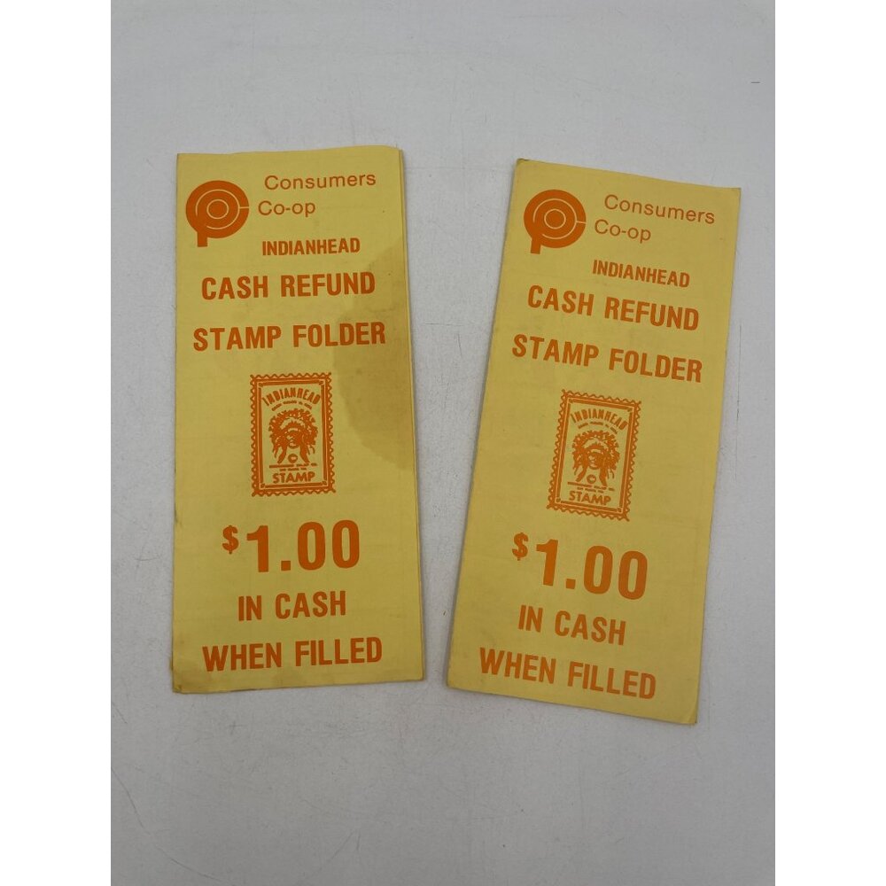 Consumers Co-Op Indianhead Refund Stamp Folder Vintage Collectible Memorabi